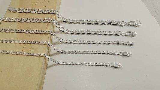 JARGOD Real Solid 925 Sterling Silver Mariner Link Chain Necklace - Made in Italy