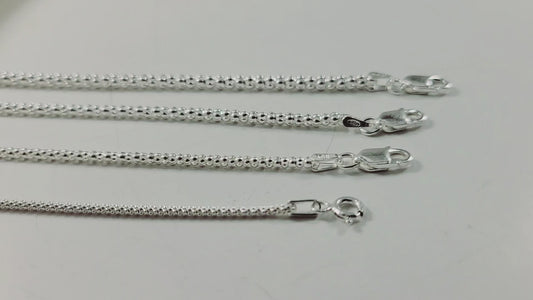 JARGOD 925 Sterling Silver Popcorn Mesh Chain Necklace 2.5mm - Made in Italy