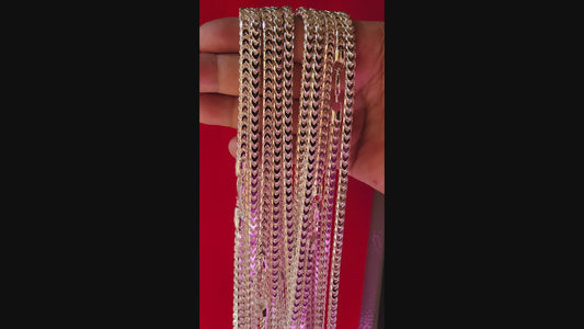 JARGOD Real Solid 925 Sterling Silver Franco Diamond Cut Chain Necklace 5mm - Made in Italy