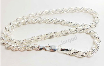 JARGOD Real Solid 925 Sterling Silver Rope Chain Necklace 5.5mm - Made in Italy