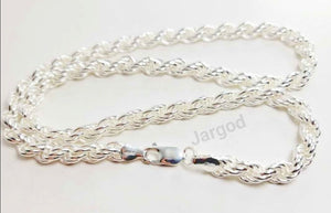 Real Solid 925 Sterling Silver Rope Chain Necklace 5.5mm Italy Choose Length Jargod