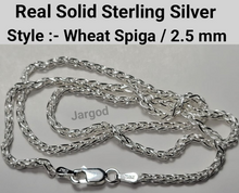 Load image into Gallery viewer, Real Solid 925 Sterling Silver Wheat Spiga Chain Necklace 2.5mm Italy Jargod
