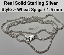 Load image into Gallery viewer, Real Solid 925 Sterling Silver Wheat Spiga Chain Necklace 1.5mm Made in Italy Jargod

