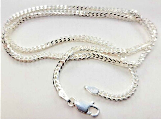 Franco Diamond Cut Sterling silver Chain Necklace Real Solid 925 Sterling Silver 2mm Italy Jargod