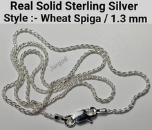 Load image into Gallery viewer, Real Solid 925 Sterling Silver Wheat Spiga Chain Necklace 1.3mm Made in Italy Jargod
