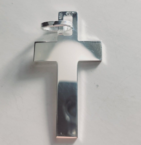 Flat Cross pendant 925 Sterling Solid Silver for Men Women Italy JARGOD