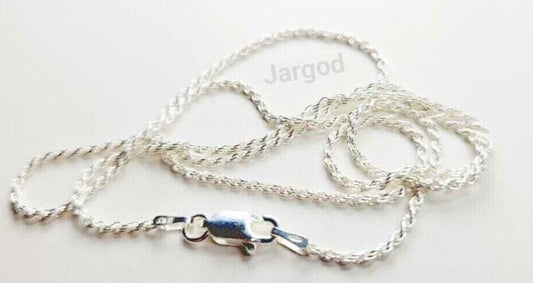 Real Solid 925 Sterling Silver Rope Chain Necklace 1.4mm Made in Italy Jargod