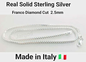 Real Solid 925 Sterling Silver Franco Diamond Cut Chain Necklace 2.5mm Italy Jargod