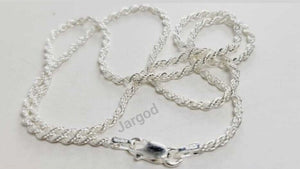 Real Solid 925 Sterling Silver Rope Chain Necklace 1.9 mm Italy Jargod