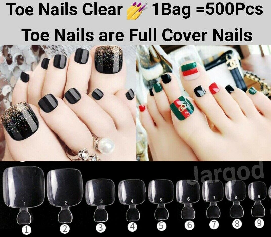 Toenails Full Cover Square False Fake Nails Tips Nails Manicure 500pcs in bag Jargod