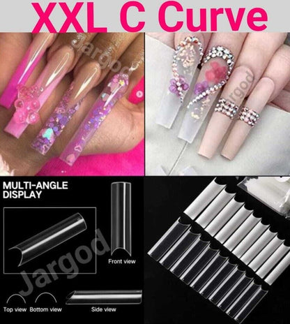 XXL C Curve / waterpipe / Half Tube Half Cover French Artificial False Nail Tips Choose 500pcs Jargod