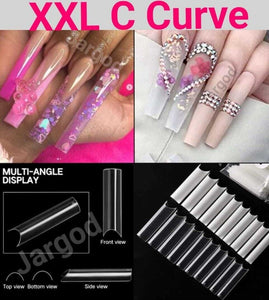 Jargod 500Pcs XXL C Curve Half Cover French Artificial False Nail Tips