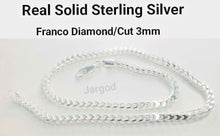 Load image into Gallery viewer, Real Solid 925 Sterling Silver Franco Diamond Cut Chain Necklace 3mm Italy Jargod
