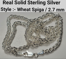 Load image into Gallery viewer, Real Solid 925 Sterling Silver Wheat Spiga Chain Necklace 2.7mm Italy Jargod
