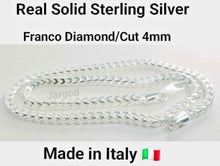 Load image into Gallery viewer, Real Solid 925 Sterling Silver Franco Diamond Cut Chain Necklace 4mm Italy Jargod
