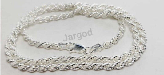 Real Solid 925 Sterling Silver Rope Chain Necklace 2.9 mm Italy Jargod