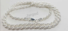 Load image into Gallery viewer, Real Solid 925 Sterling Silver Rope Chain Necklace 2.9 mm Italy Jargod
