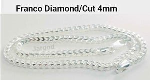 Real Solid 925 Sterling Silver Franco Diamond Cut Chain Necklace 4mm Italy Jargod
