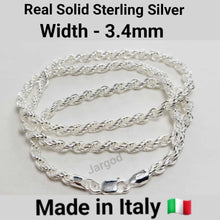 Load image into Gallery viewer, Real Solid 925 Sterling Silver Rope Chain Necklace 3.4mm Italy Jargod
