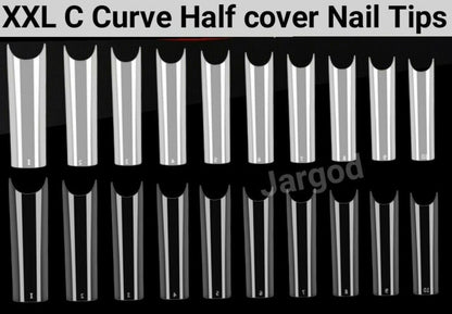 XXL C Curve / waterpipe / Half Tube Half Cover French Artificial False Nail Tips Choose 500pcs Jargod