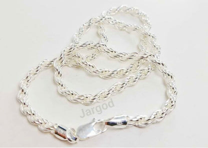 JARGOD Real Solid 925 Sterling Silver Rope Chain Necklace 4.5mm - Made in Italy