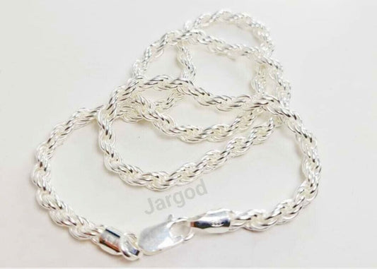 Real Solid 925 Sterling Silver Rope Chain Necklace 4.5mm Italy Jargod