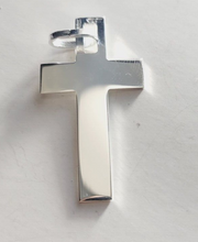 Load image into Gallery viewer, Flat Cross pendant 925 Sterling Solid Silver for Men Women Italy JARGOD
