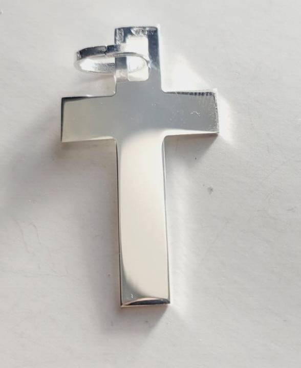 Flat Cross pendant 925 Sterling Solid Silver for Men Women Italy JARGOD