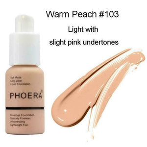 Phoera Foundation Makeup Full Coverage Liquid Base Brighten Long Lasting