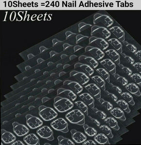 JARGOD 10 Sheets ( 240 Tabs) Nail Adhesive Tabs Double-side Nail Glue Sticker Waterproof for False Nail Tips