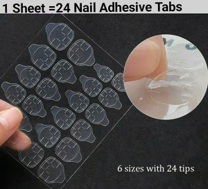 JARGOD 10 Sheets ( 240 Tabs) Nail Adhesive Tabs Double-side Nail Glue Sticker Waterproof for False Nail Tips