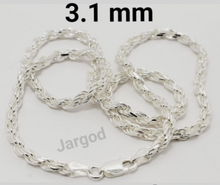 Load image into Gallery viewer, Jargod 3.1mm Solid 925 Sterling Silver Rope Chain Diamond-Cut Braided Chain Necklace
