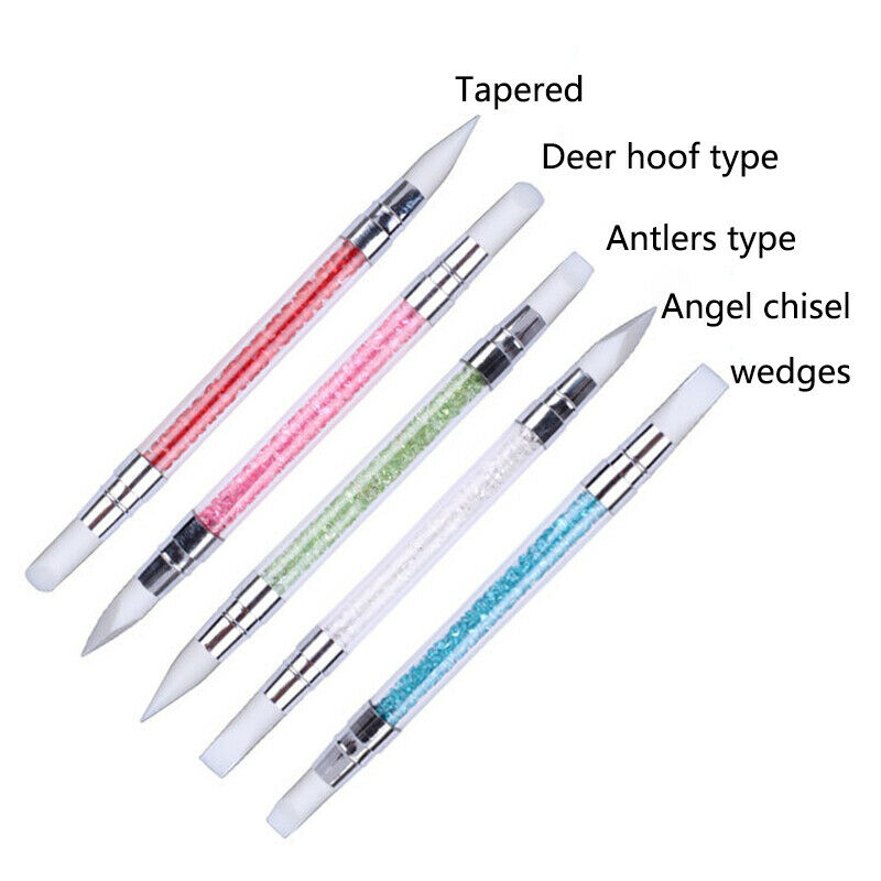 2 Way Nail Art Brush Silicone Head Carving Emboss Sculpture Acrylic Dotting Tool JARGOD