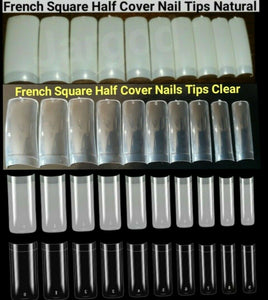 500pcs French Square Half cover Square Nail Tips Artificial False Fake Nail Tips  Jargod