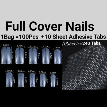 100Pc Long Ballerina/Long Coffin/Long Almond/Long Oval/Full Cover Square False Nail Tips Fake Nails False Nails Artificial Nails Tips in Bag Jargod