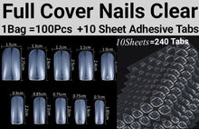 Load image into Gallery viewer, 100pc Full Cover Nails Manicure Long Square False Finger Tips Fake Nails Press on nails plus 10 Sheet (240 Tabs) Nail Adhesive Jargod
