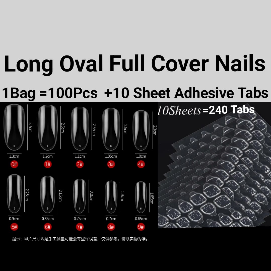 100Pc Long Ballerina/Long Coffin/Long Almond/Long Oval/Full Cover Square False Nail Tips Fake Nails False Nails Artificial Nails Tips Press on nails in Bag Jargod