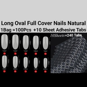 100Pc Long Ballerina/Long Coffin/Long Almond/Long Oval/Full Cover Square False Nail Tips Fake Nails False Nails Artificial Nails Tips Press on nails in Bag Jargod