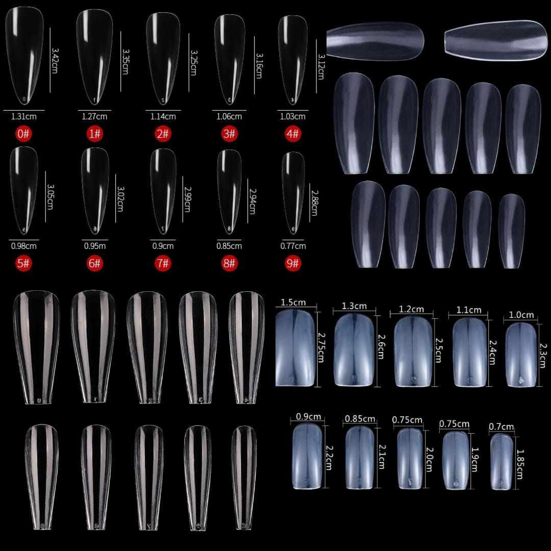 100Pc Long Ballerina/Long Coffin/Long Almond/Long Oval/Full Cover Square False Nail Tips Fake Nails False Nails Artificial Nails Tips Press on nails in Bag Jargod