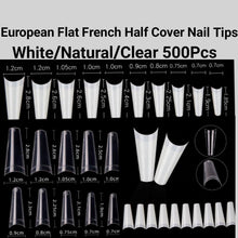 Load image into Gallery viewer, European Style Flat French Half cover Nail tips 500 pieces in a bag 
