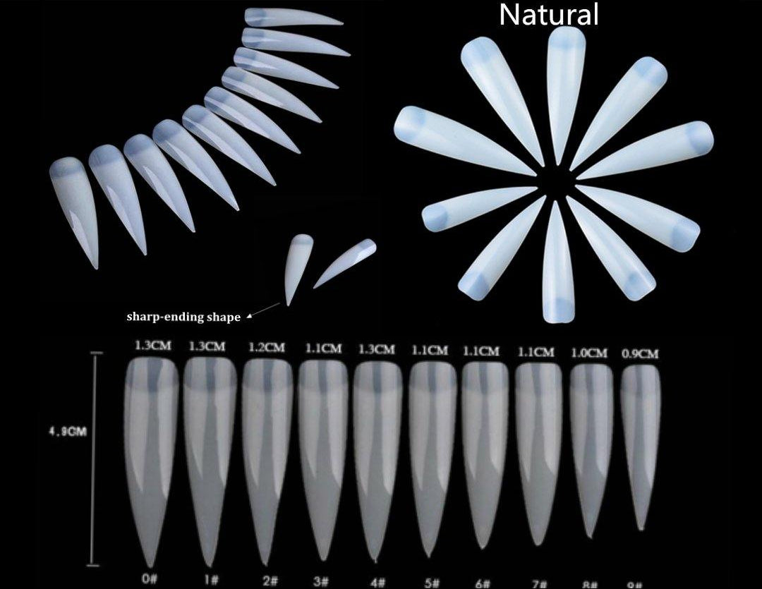 Extra Long Stiletto Curved Pointed French nails-jargod