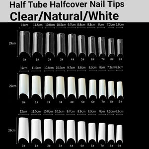 C Curve Half Tube Wellness French Artificial False Acrylic UV Gel nail tips 500 Pcs