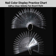 Load image into Gallery viewer, 50 PCS Stiletto French Nail Polish Display Practice Tips Fan Board Style False Nail Art Tools CHOOSE Natural Clear Black Color Jargod
