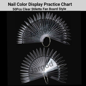 50 PCS Stiletto French Nail Polish Display Practice Tips Fan Board Style False Nail Art Tools CHOOSE Natural Clear Black Color Jargod