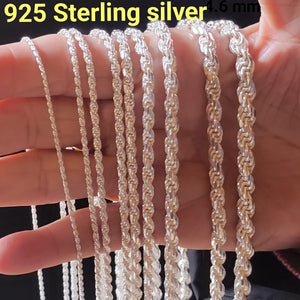 Jargod 3.7mm Solid 925 Sterling Silver Rope Chain Diamond-Cut Braided Chain Necklace