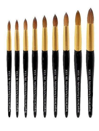 100% Pure Kolinsky Brush Acrylic Powder Manicure Pedicure Round Nail Brush Nail Art Brush for Acrylic Powder CHOOSE Size 2/4/6/8/10 Jargod