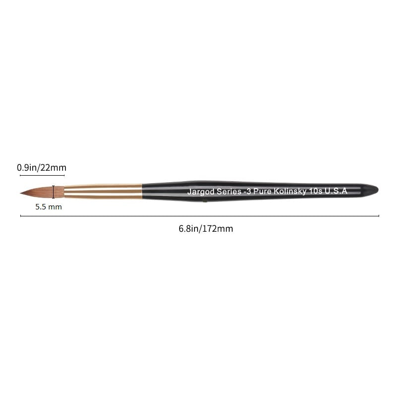 100% Pure Kolinsky Brush Acrylic Powder Manicure Pedicure Round Nail Brush Nail Art Brush for Acrylic Powder CHOOSE Size 2/4/6/8/10 Jargod