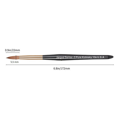 100% Pure Kolinsky Brush Acrylic Powder Manicure Pedicure Round Nail Brush Nail Art Brush for Acrylic Powder CHOOSE Size 2/4/6/8/10 Jargod