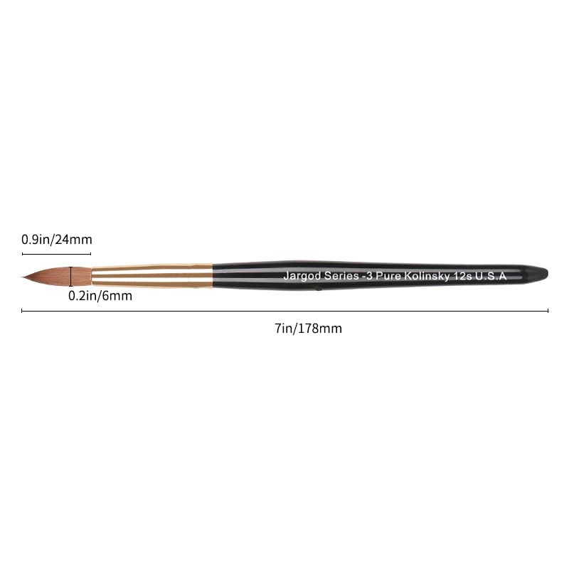 100% Pure Kolinsky Brush Acrylic Powder Manicure Pedicure Round Nail Brush Nail Art Brush for Acrylic Powder CHOOSE Size 2/4/6/8/10 Jargod