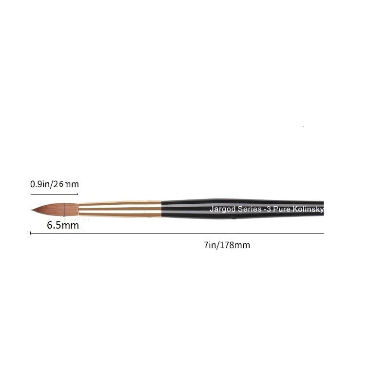 100% Pure Kolinsky Brush Acrylic Powder Manicure Pedicure Round Nail Brush Nail Art Brush for Acrylic Powder CHOOSE Size 2/4/6/8/10 Jargod